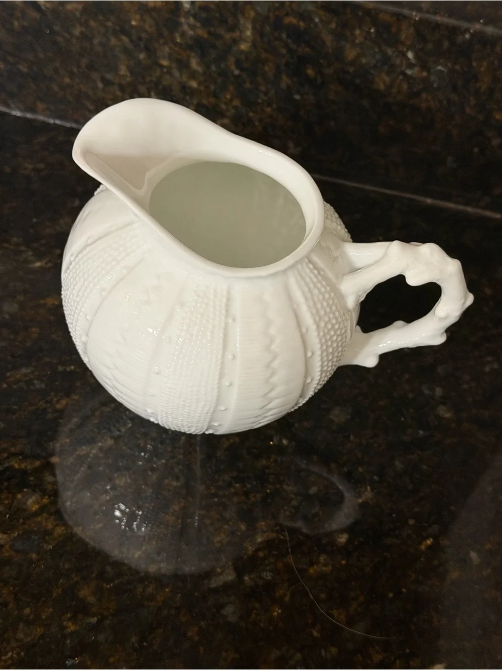 Paris Royal Sea Urchin Coral White Porcelain Short 5” Pitcher / Vase